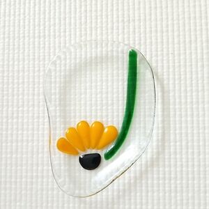 Vintage Infused Glass Flower Trinket Dish/ Jewellery Holder